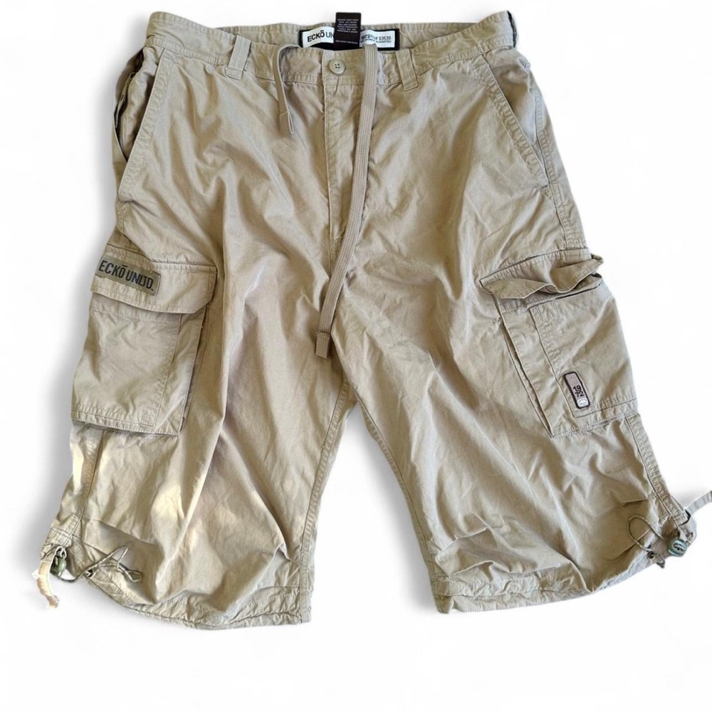 Vintage Ecko Unltd Cargo Shorts Khaki Beige Size 36 Streetwear Y2K Utility